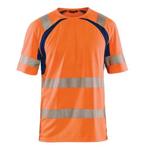 T-Shirt High Vis UV 3397 - marineblauw/fluo oranje