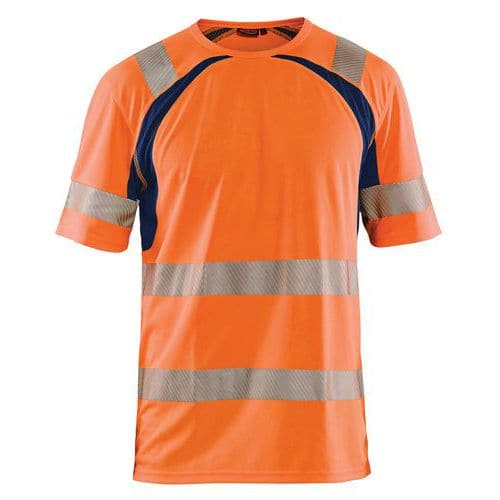 T-Shirt High Vis UV 3397 - marineblauw/fluo oranje