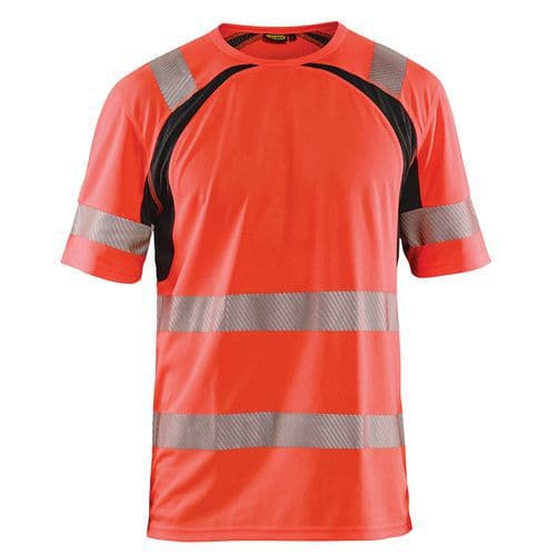 T-Shirt High Vis UV 3397 - zwart/fluo rood