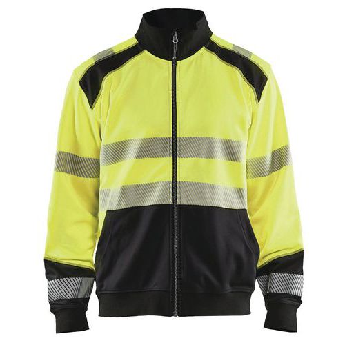 Sweatshirt hele rits High Vis 3558 - geel/zwart