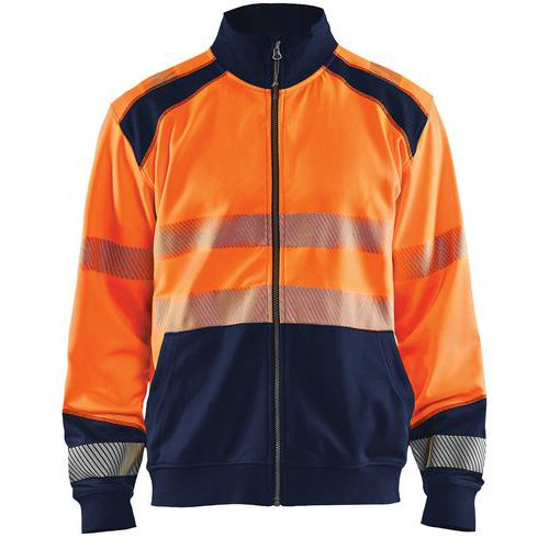 Sweatshirt hele rits High Vis 3558 - oranje/marineblauw