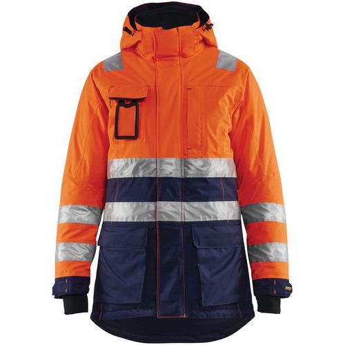 Winterparka High Vis Dames 4472 - oranje/marineblauw