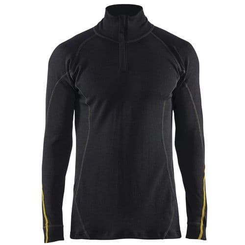 Onderhemd FR Zip-neck 78% Merino 4796 - zwart