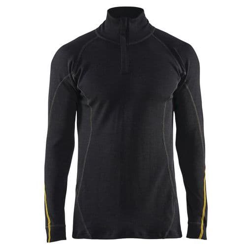 Onderhemd FR Zip-neck 78% Merino 4796 - zwart