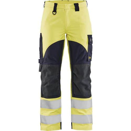 Werkbroek Multinorm Dames vlamvertragend High Vis 7189-gee/marineblauw