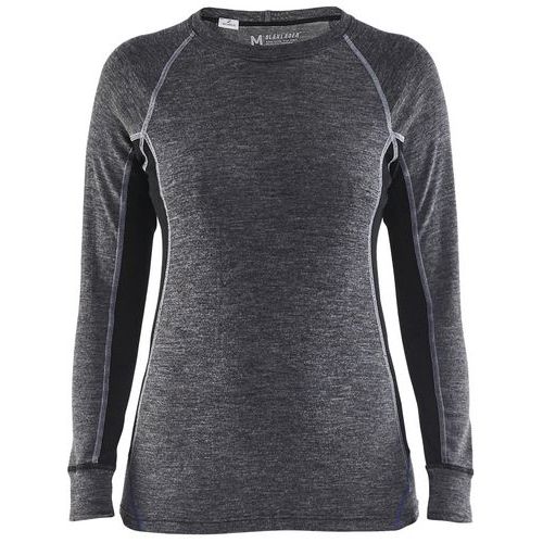 Onderhemd Dames, 100% Merino WARM 7200 - grijs/zwart