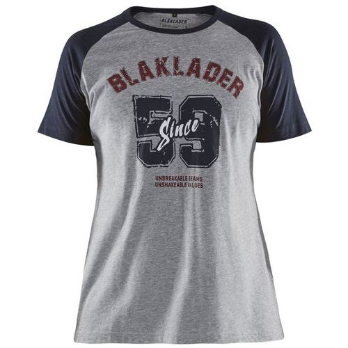 T-shirt Dames Limited Retro Blaklader 9405-Grijs Mêlee/Donkerblauw