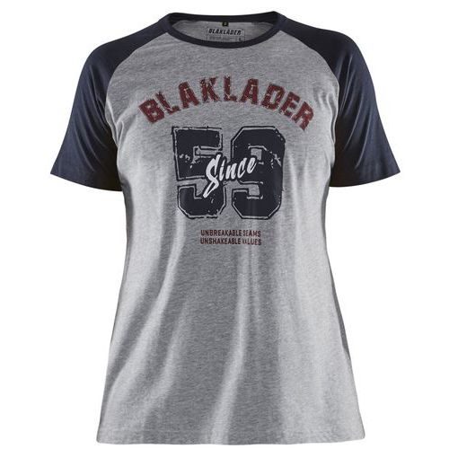 T-shirt Dames Limited Retro Blaklader 9405-Grijs Mêlee/Donkerblauw