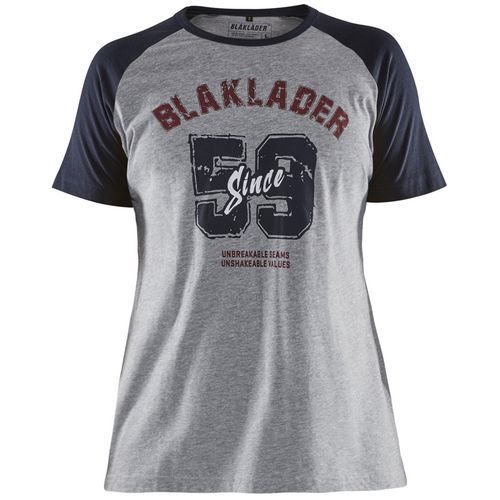 T-shirt Dames Limited Retro Blaklader 9405-Grijs Mêlee/Donkerblauw