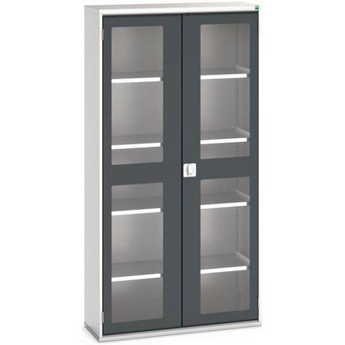 Hoge kast Verso 1050x350x2000mm met raamdeur en 4 legborden - BOTT