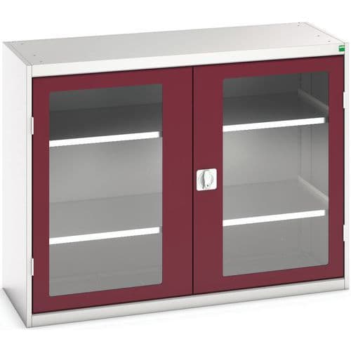 Hoge kast Verso 1300x550x1000mm met raamdeur en 2 legborden - BOTT