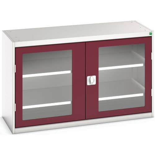 Hoge kast Verso 1300x550x800mm met raamdeur en 2 legborden - BOTT