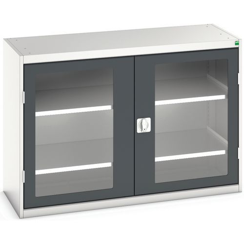 Hoge kast Verso 1300x550x900mm met raamdeur en 2 legborden - BOTT