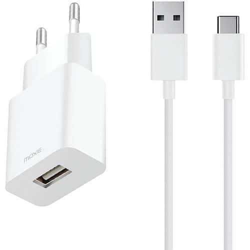 USB-netstroomlader + kabel van 1 m voor snelladen type C - Moxie