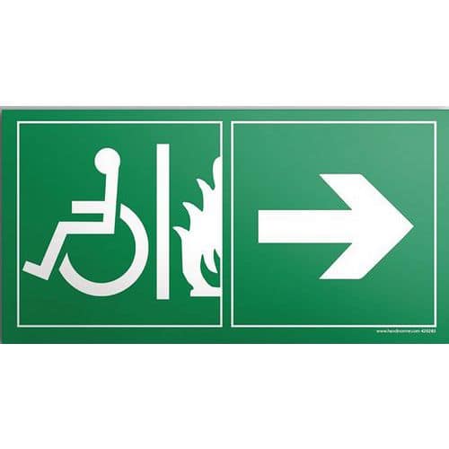 Evacuatiebord voor minderinvaliden nooduitgang rechts