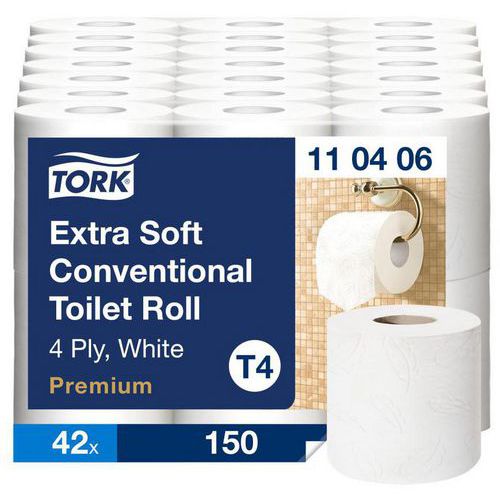 Rol extra zacht toiletpapier 4-laags wit T4 Premium