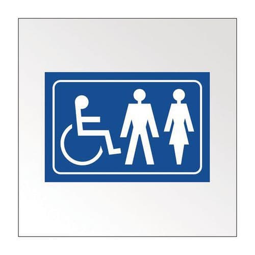 Informatiebord voor rolstoelgebruiker+man+vrouw in relief en braille