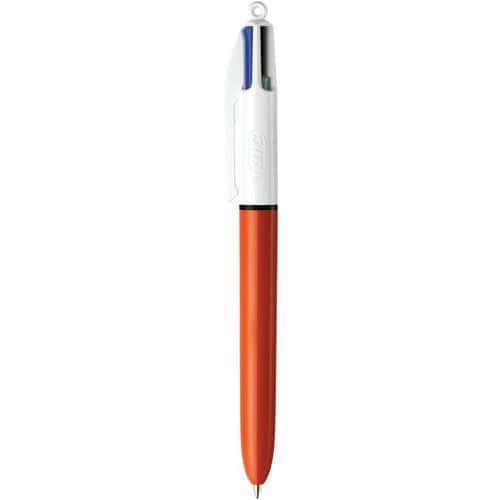 Balpen 4 kleuren, intrekbaar - punt 0,8 mm - doos  met 12 pennen - Bic