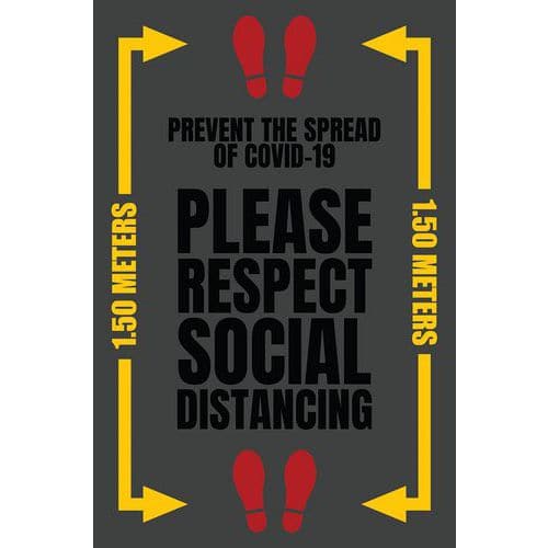 Mat met Engelse opdruk 'PLEASE RESPECT SOCIAL DISTANCING' - Notrax