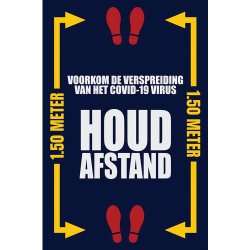 Mat - Washable - met opdruk - HOUD AFSTAND- Nederlands - Notrax