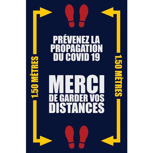 Mat - Washable - met opdruk - MERCI DE GARDER VOS DISTANCES- Frans