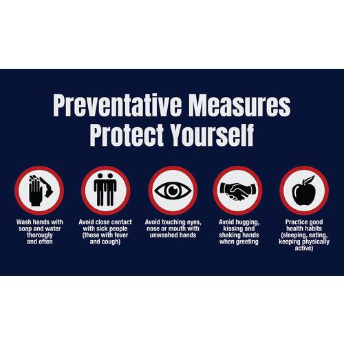 Mat Imerial met opdruk Preventive measures Protect yourself- Engels