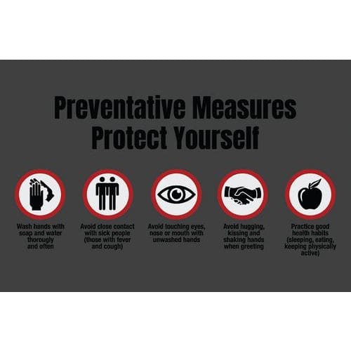 Mat Imerial met opdruk Preventive measures Protect yourself- Engels
