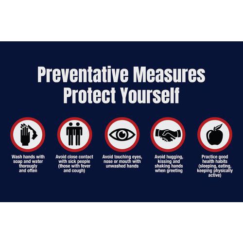 Mat Imerial met opdruk Preventive measures Protect yourself- Engels