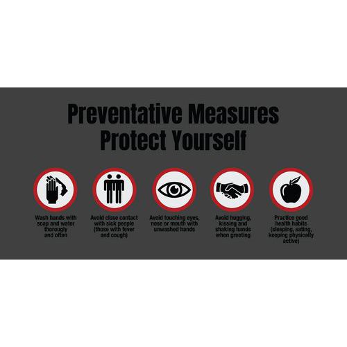 Mat Imerial met opdruk Preventive measures Protect yourself- Engels