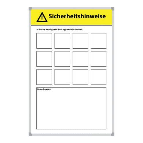 Set van whiteboard en magneten "houd u aan de gezondheidsvoorschriften" - Smit Visual