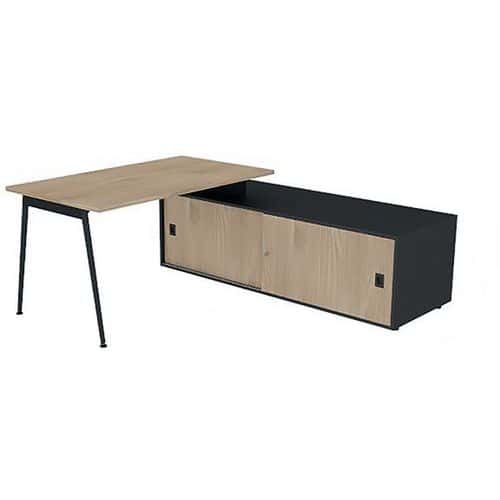 Bureau met schuifdeurkast 140x80 cm - Quadrifoglio