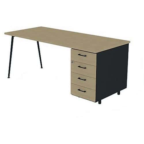 Bureau met ladeblok 140x80 cm HB 4 laden - Quadrifoglio