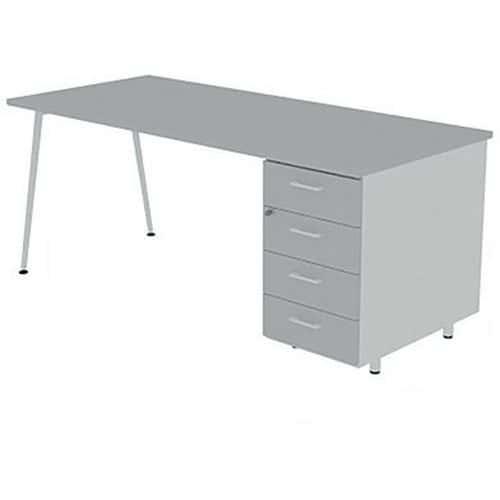 Bureau met ladeblok 140x80 cm HB 4 laden - Quadrifoglio