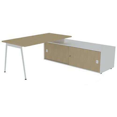 Bureau met schuifdeurkast 160x80 cm - Quadrifoglio