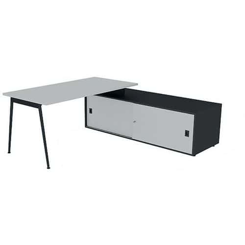 Bureau met schuifdeurkast 160x80 cm - Quadrifoglio