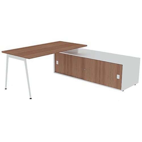 Bureau met schuifdeurkast 160x80 cm - Quadrifoglio