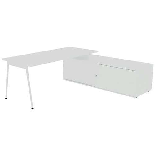 Bureau met schuifdeurkast 180x80 cm - Quadrifoglio