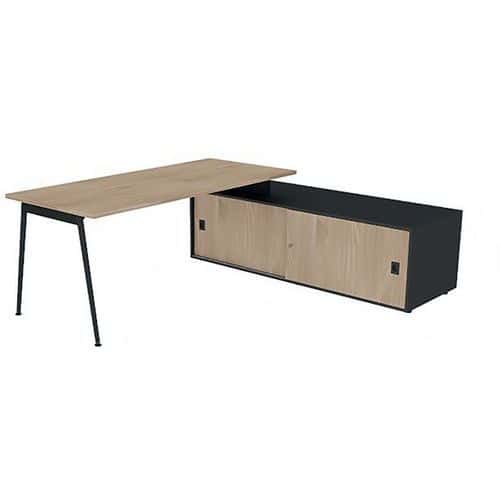 Bureau met schuifdeurkast 180x80 cm - Quadrifoglio