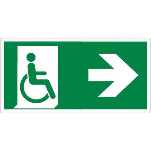 Noodevacuatiebord - Uitgang voor mindervaliden rechts - Hard