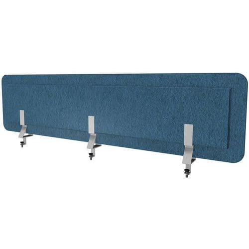 Akoestisch scherm gemêleerd blauw + klemmen dubbelzijdig bureau