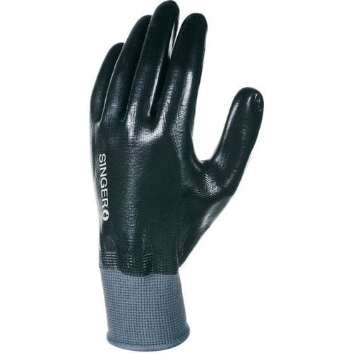 Handschoen polyester zwart volledig bedekt met nitril 15 gauge