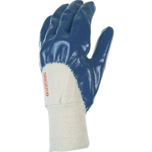 Handschoen zware nitril coating blauw - Singer