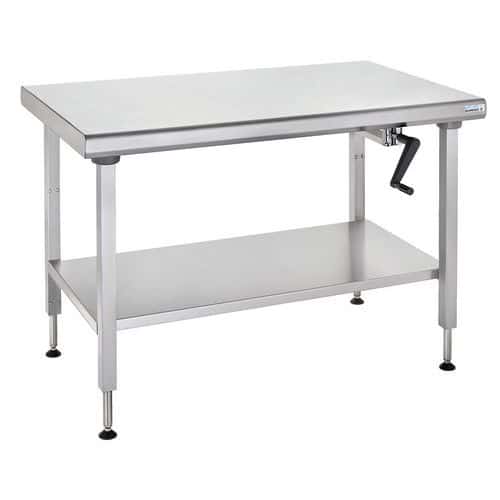 Werktafel centraal ergonomisch in hoogte verstelbaar met legplank