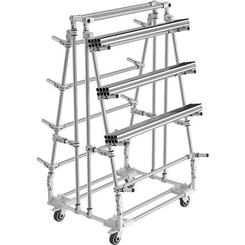 Mini-rack Cantilever mobiel - basis driehoek - belasting 350 kg per niveau - Trilogiq