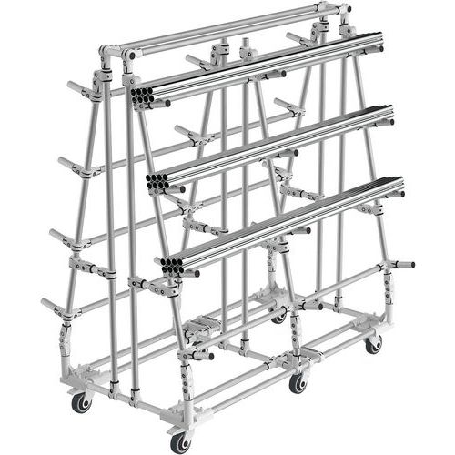 Mini-rack Cantilever mobiel - basis driehoek - belasting 350 kg per niveau - Trilogiq