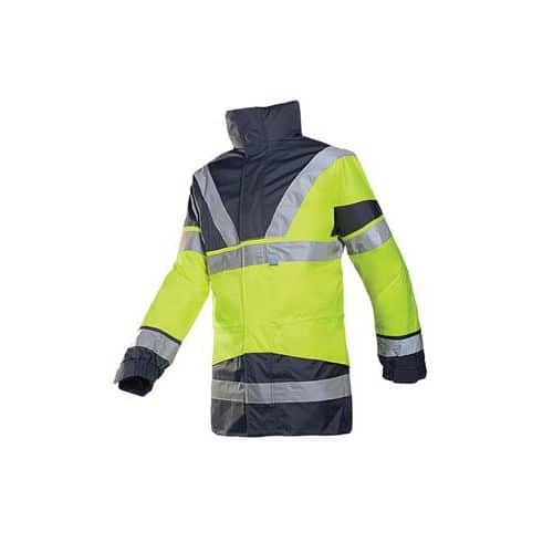 Waterdichte parka met hoge zichtbaarheid Skollfield fluorescerend geel/marineblauw - Sioen