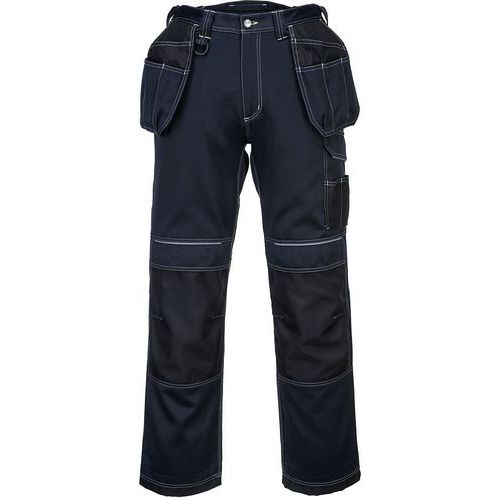 Werkbroek met holsterzakken PW3 Zwart/Blauw T602 Portwest