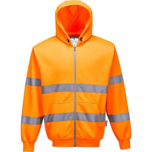 Sweater Zip Hi-Vis met capuchon en rits B305 Oranje Portwest