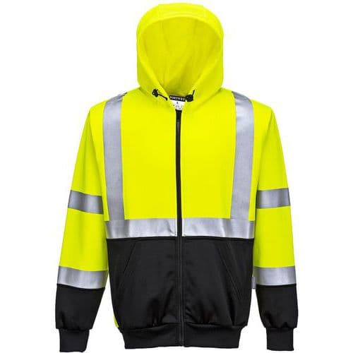 Hoody met rits Tweekleuren Hi-Vis B315 Zwart/geel Portwest