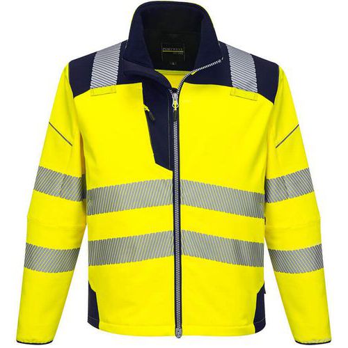 Jack Softshell PW3 Hi-Vis Blauw/geel T402 Portwest